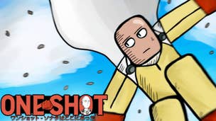 Artwork showing One Punch Man character Saitama in the Roblox game One Shot.