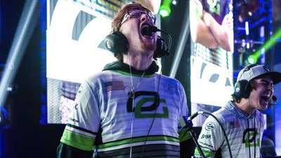 Optic Texas player Seth "Scump" Abner reacts during a Call of Duty pro match