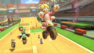 Have a look at the Excitebike Arena in Mario Kart 8's first DLC
