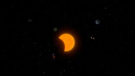The beginning of an eclipse in Outer Wilds: Echoes Of The Eye
