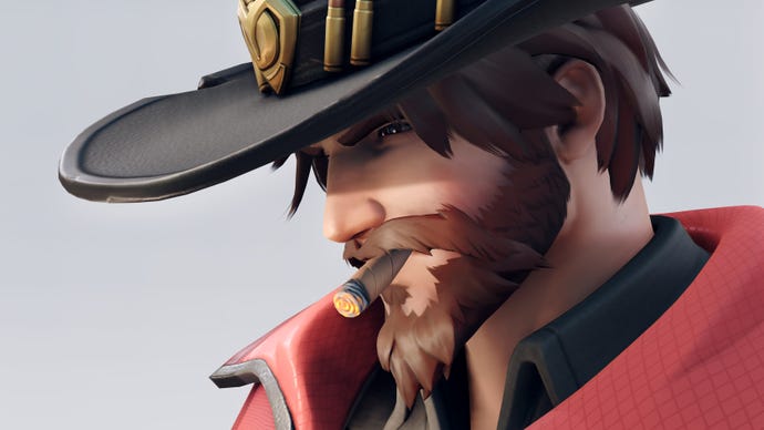 McCree shows off his new beard and new look in Overwatch 2 character art.