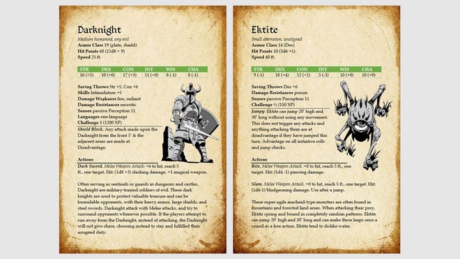 Overworld monster manual pages