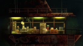 A screenshot of the Oxenfree characters in a room full of radios and electronic equipment.