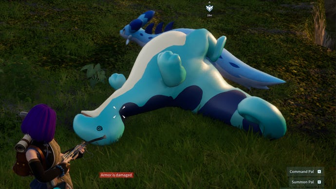 Palworld screenshot of a defeated Relaxaurus