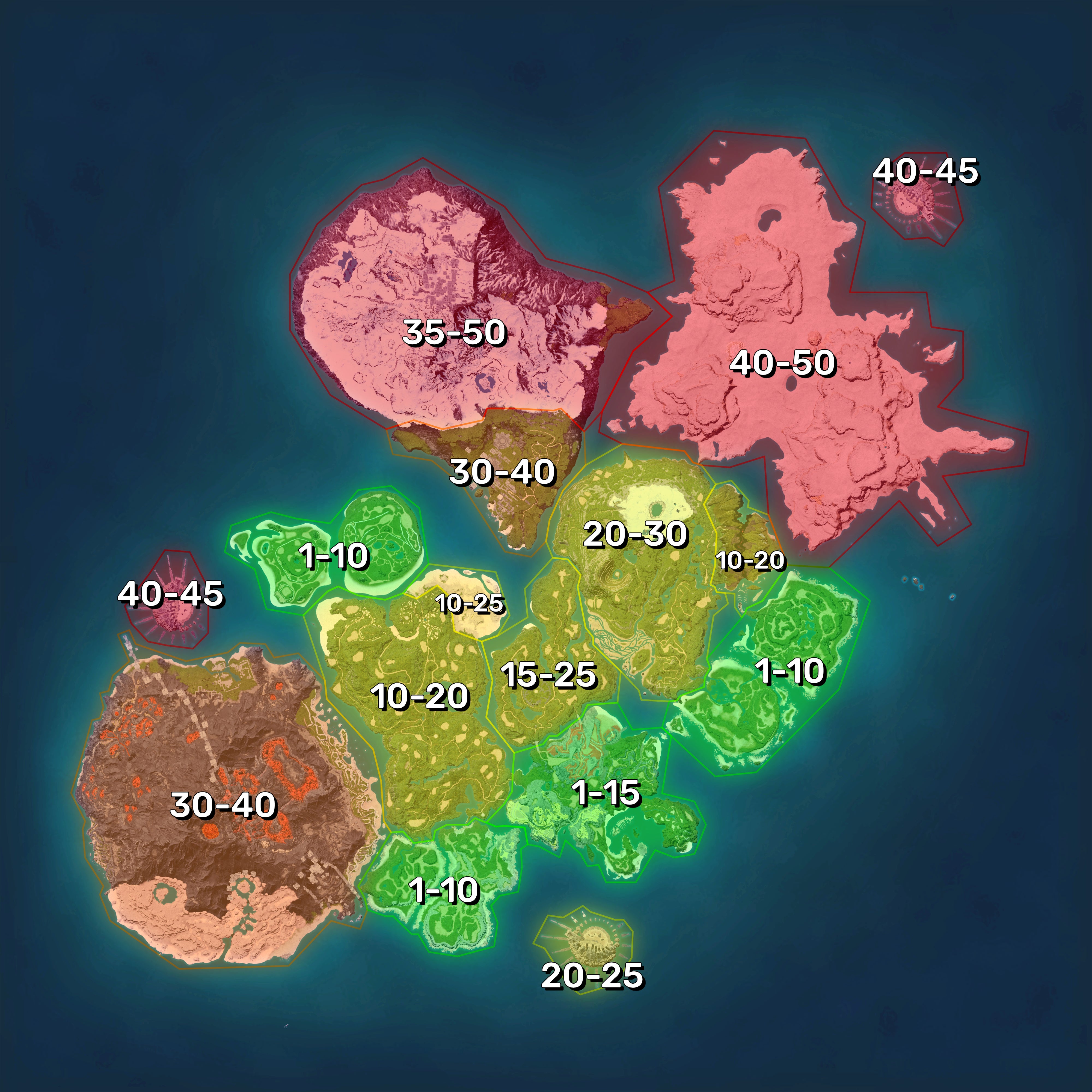 Palworld map of recommended area levels | Rock Paper Shotgun