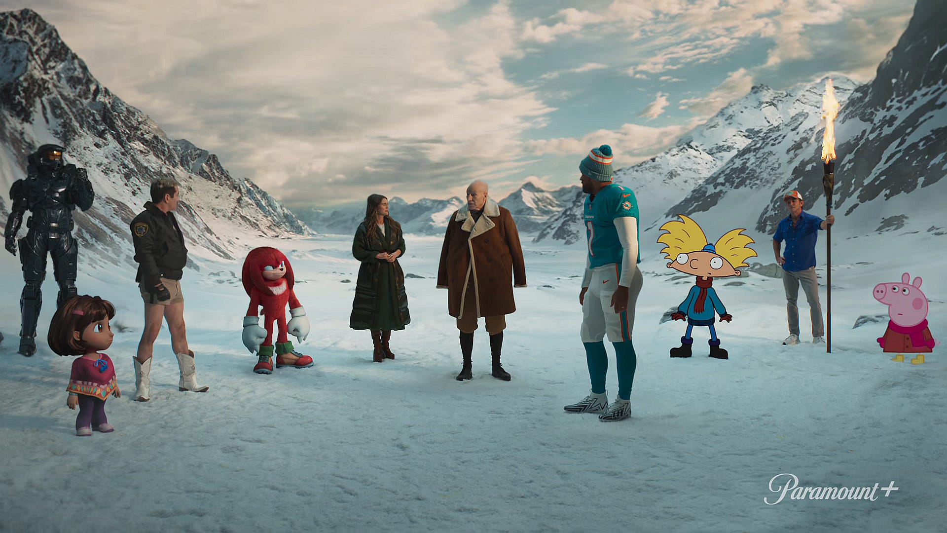 What do Captain Picard, Master Chief, Knuckles, Drew Barrymore, Lt. Dangle, and Creed have in common? A Super Bowl commercial, of course