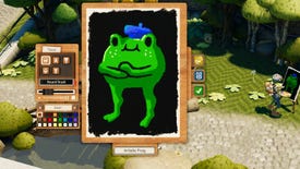 A drawing of a cute little cartoony frog on an easel in Passpartout 2: The Lost Artist