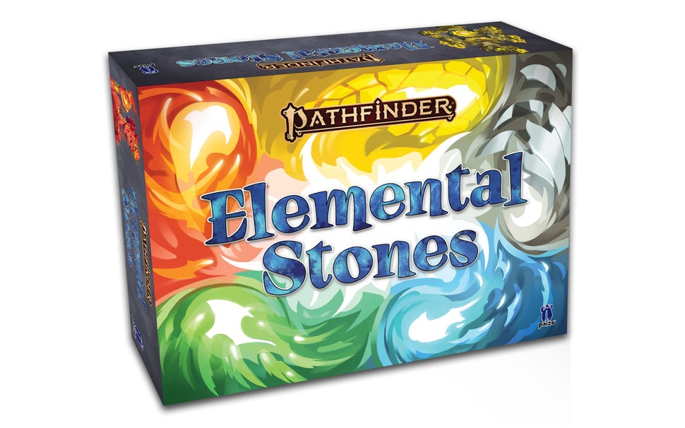 Box art for Pathfinder: Elemental Stones board game.