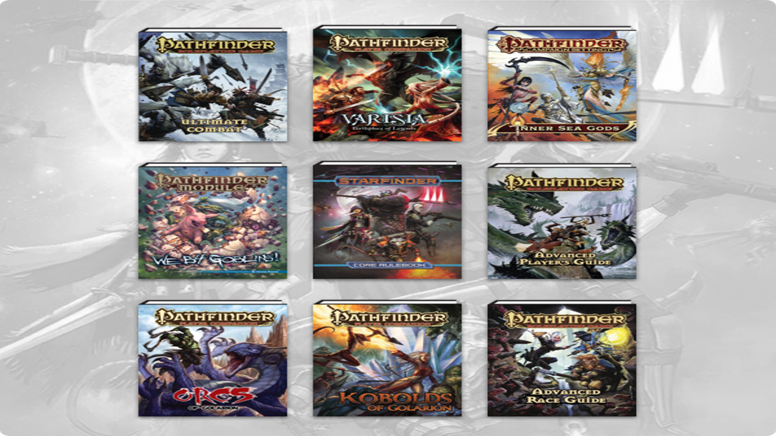 A huge stack of Pathfinder RPG manuals are available from $1 in