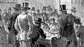 An illustration of fancy men playing cards.