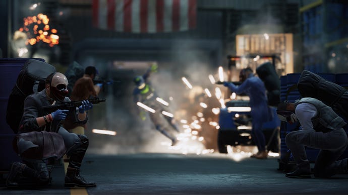 Masked robbers explode some police in Payday 3.