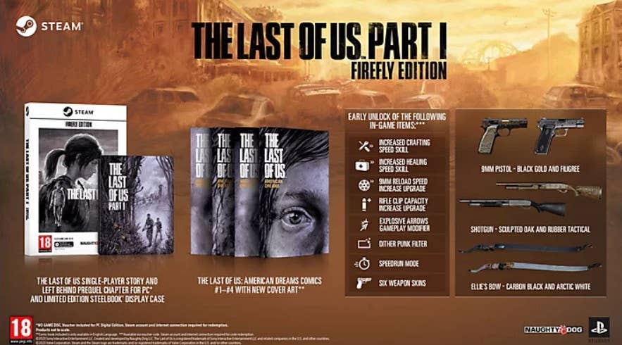 The Last of Us Part 1 Firefly Edition available to pre-order for PC, costs  £100