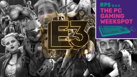 A collage of video game characters that feature in video games that are either confirmed to be at E3 2021 or could be at E3 2021, with The PC Gaming Weekspot podcast logo in the top right