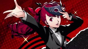 Persona 5 Royal Faith Confidant: An anime young woman with red hair holds a stylized mask in her hands