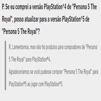 Usuários não poderão fazer Upgrade de Persona 5 Royal de PS4 para PS5  gratuitamente