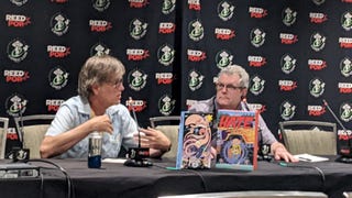 Eric Reynolds and Peter Bagge on a panel stage