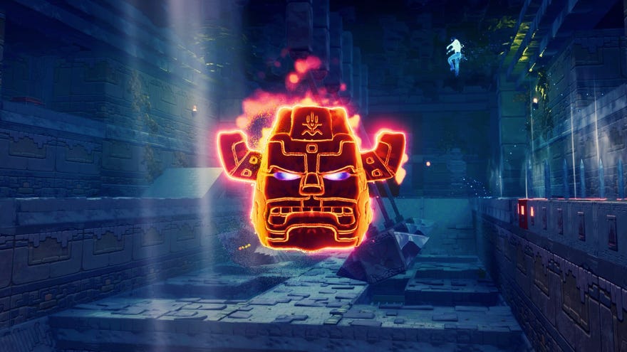 An image from Phantom Abyss showing a glowing, floating, angry statue head.