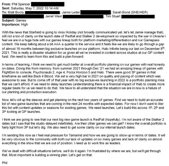 Phil Spencer's email in full regarding Game Pass and third-party games