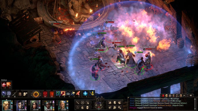 Several warriors do battle in a crypt in Pillars Of Eternity II: Deadfire