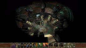 A top-down view of a chamber with several raised tables in Planescape Torment