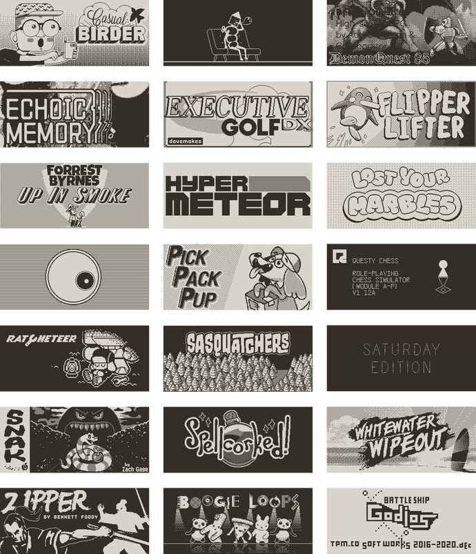 A block of images showing all the thumbnails for the first season of Playdate games
