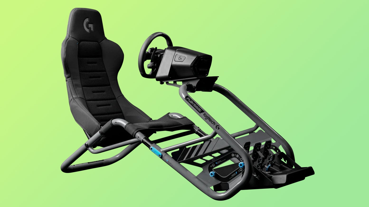 Logitech Pro Racing Wheel, Pro Racing Pedals and Playseat Trophy