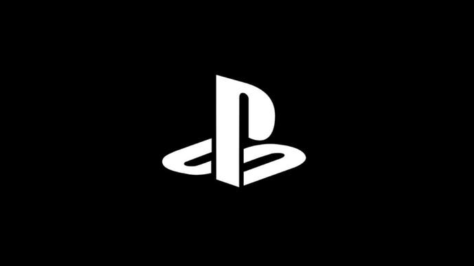 White PlayStation logo on a black background
