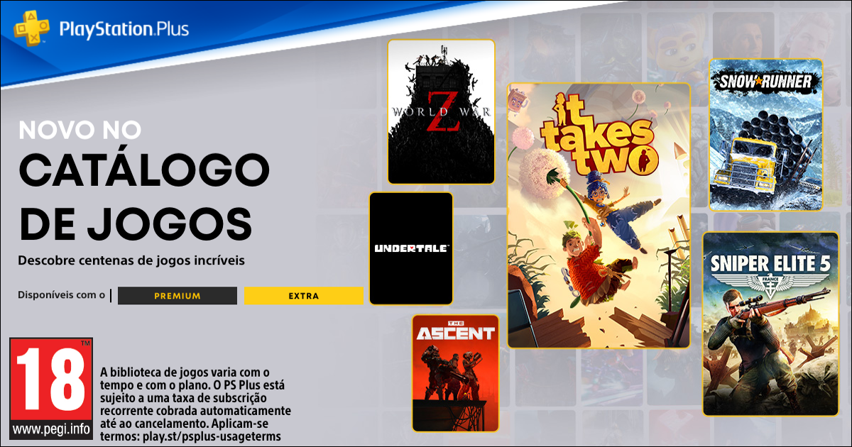 Adições ao catálogo de jogos do PlayStation Plus para o mês de