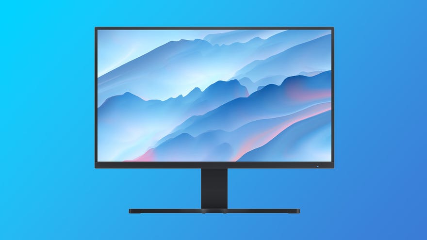 xiaomi desktop monitor 27" pictured against a coloured gradient background.