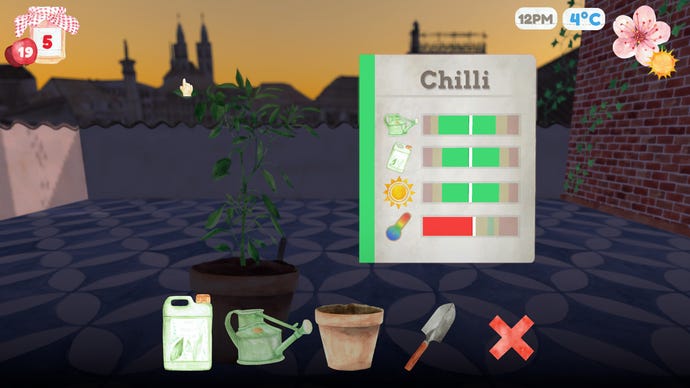 Looking at the growing requirements for chilli in gardening sim Pocket Oasis