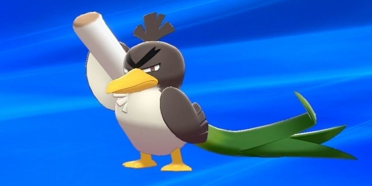 Nintendo of America on X: Sirfetch'd, evolution of Farfetch'd from the  Galar region, is a noble knight, but also a Wild Duck Pokémon in  #PokemonSwordShield! It uses the sharp stalk of its