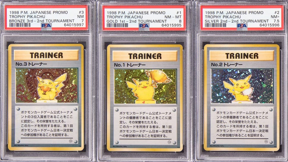 The No.1, No.2 and No.3 Pokémon TCG Pikachu Trophy set