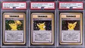 Set of Trophy Pikachu promotional trainer cards sold at auction in December 2023
