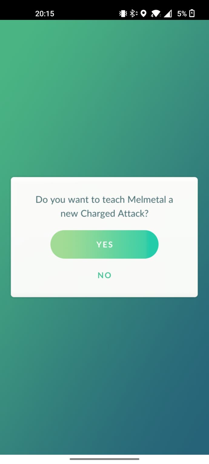 Pokémon Go şarjlı TM onay ekranı