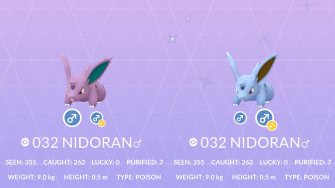 Traditional Nidoran Male and shiny Nidoran Male