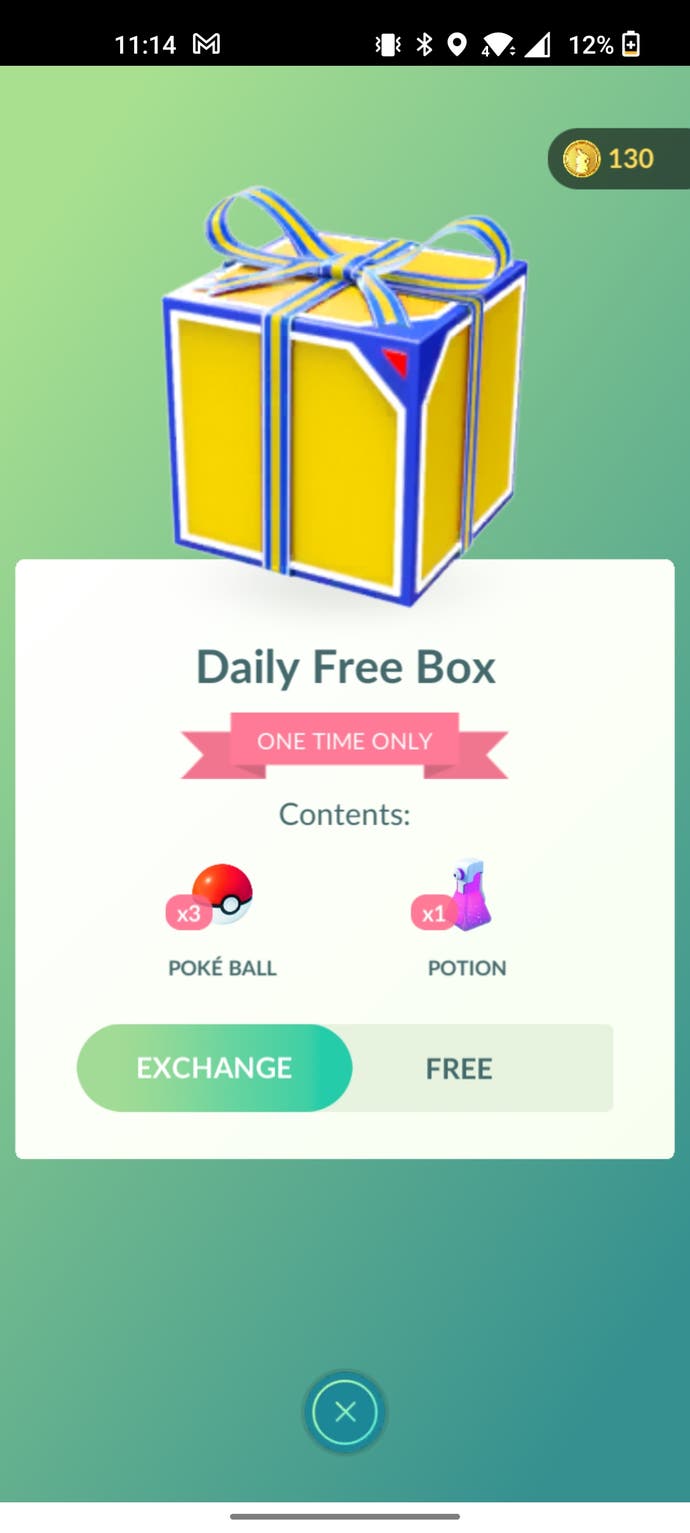 Pokémon Go Täglicher freier Box -Weihrauch -Bildschirm
