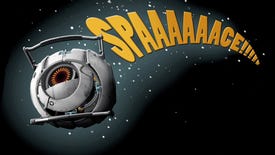 A picture of one of Portal 2's GladOS cores, with the text "Spaaaaaaaace!" trailing behind them.