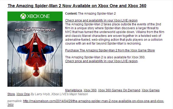 The Amazing Spider Man 2 Xbox One spider man game thirstymag