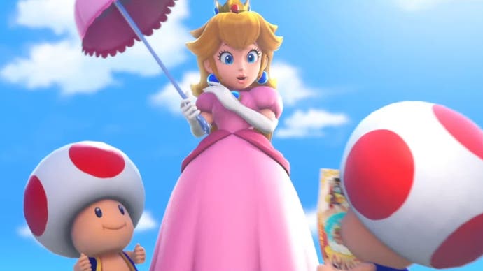 Peach and two Toads from Princess Peach Showtime
