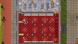 A screenshot of the Prison Architect: Second Chances DLC showing a bakery operated by prisoners.