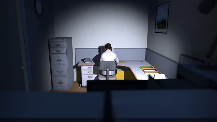 A man sits at his desk in The Stanley Parable
