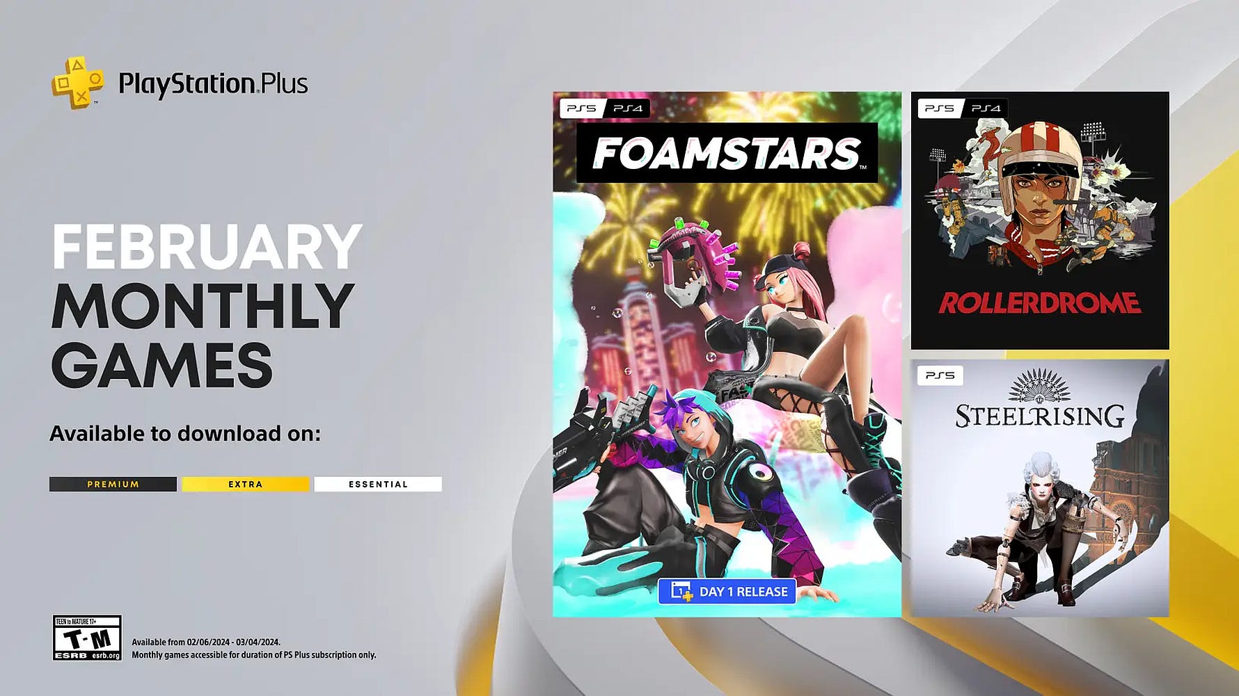 Foamstars, Rollerdrome, and Steelrising are your PlayStation Plus games for February