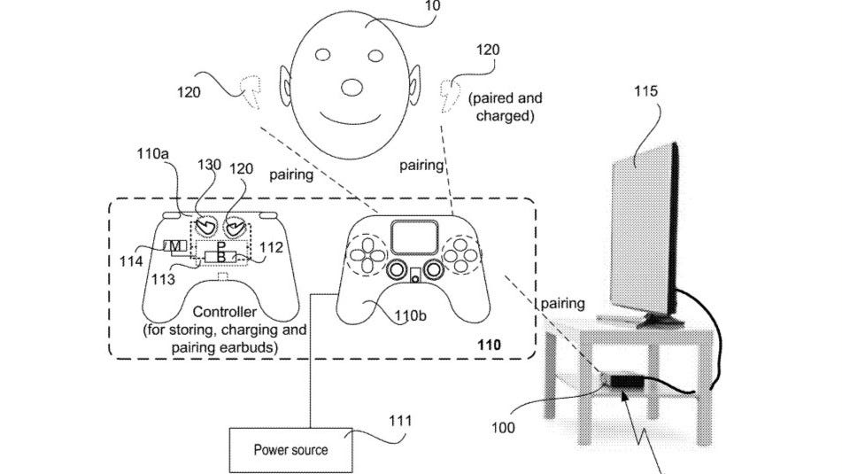 Sony patents earbudstoring PlayStation 5 controller