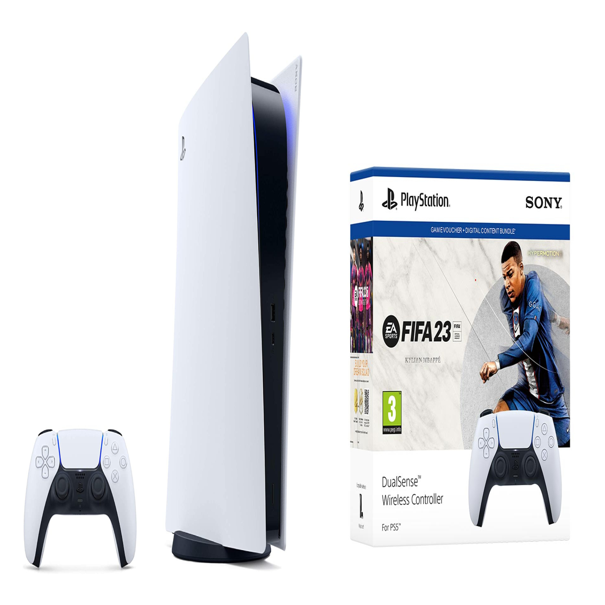 PS5 - Mando DualSense White + FIFA 23 Digital