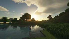 A screenshot showing the SEUS ray tracing shader for Minecraft.