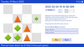 A shape-filled grid in a game designed by the AI, Puck.