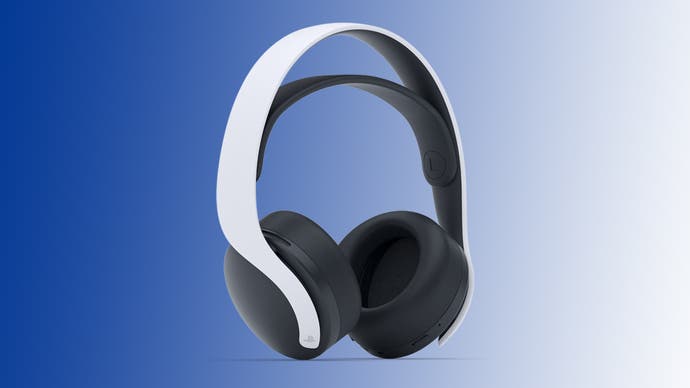 Image of a Sony Pulse 3D headset on a blue to white gradient background