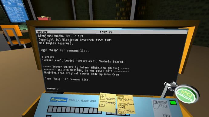 A first person view of using your cool hacker laptop in Quadrilateral Cowboy
