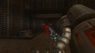 Bursting enemies into gibs using the railgun in a Quake 2 screenshot.