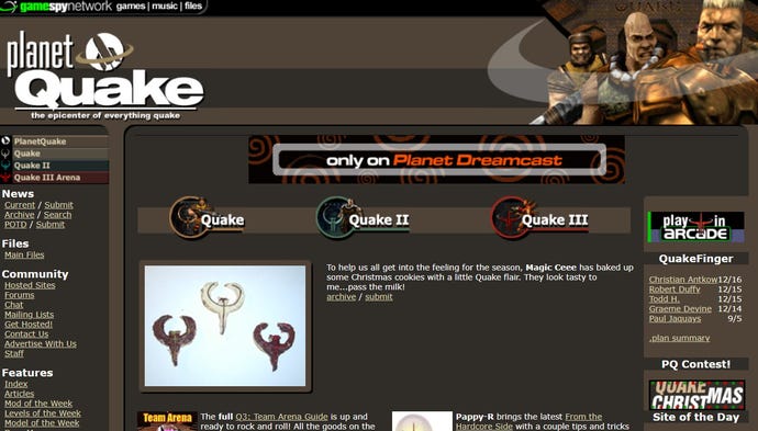 A screenshot of PlanetQuake from December 2020